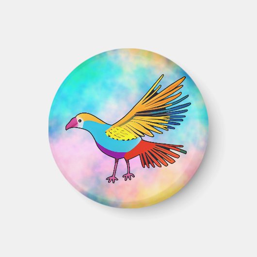 Aimant Oiseau Coloré aux Ailes Déployées (Devant)