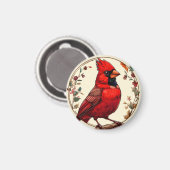 Aimant Oiseau coloré avec cadre floral (Recto/Verso)
