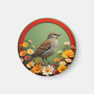 Aimant Oiseau Coloré Parmi des Fleurs Épanouies dans un D