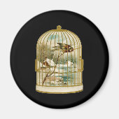 Aimant Oiseau Dans La Scène D'Hiver De Cage (Devant)
