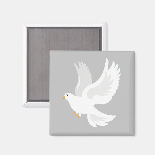 Aimant Oiseau de colombe blanche sur gris (Recto/Verso)