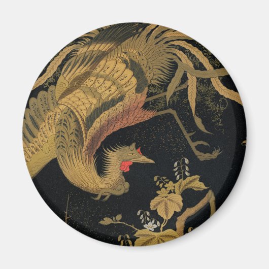 Aimant Oiseau de coq d'or Classique japonais Antique (Devant)