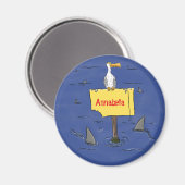 Aimant Oiseau de mer amusant entouré de dessins animés de (Recto/Verso)