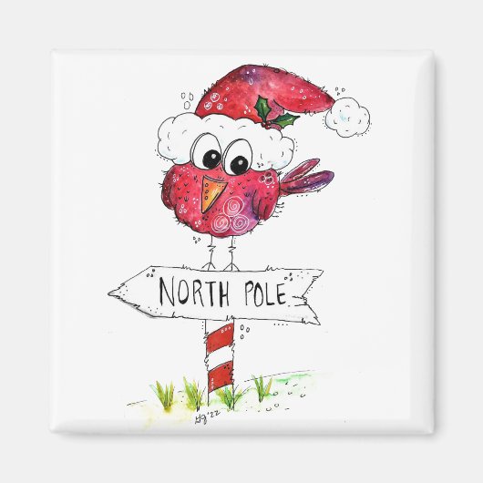 Aimant Oiseau de Noël blanc (Devant)