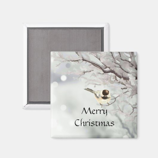 Aimant Oiseau de poulet de l'arbre gelé d'hiver (Recto/Verso)