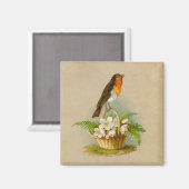 Aimant Oiseau de printemps sur le panier (Recto/Verso)