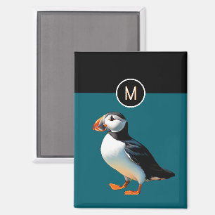 Aimant Oiseau de Puffin Atlantique Faune Océan Monogramme