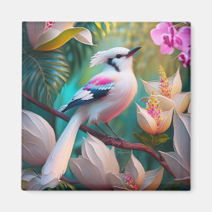 Aimant Oiseau d'Imaginaire tacheté blanc crêpé