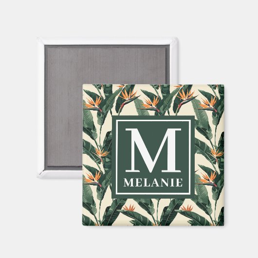 Aimant Oiseau du paradis Motif Monogramme personnel (Recto/Verso)