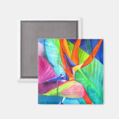 Aimant Oiseau du Paradis Strelitzia fleur art tropical (Recto/Verso)