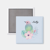 Aimant Oiseau et fleur à l'aquarelle (Recto/Verso)