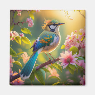 Aimant Oiseau fantastique à tête verte et ailes de sarcel