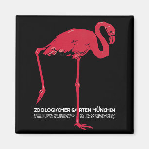 Aimant Oiseau flamant rose vintage au zoo de Munich en Al