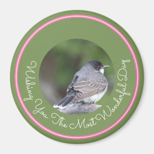 Aimant Oiseau gris et blanc