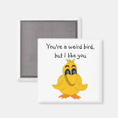 Aimant Oiseau hilarant avec une phrase (Recto/Verso)