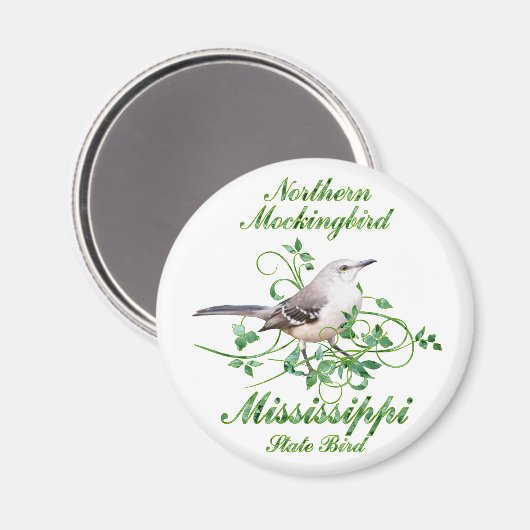 Aimant Oiseau Mockingbird Mississippi State Bird (Recto/Verso)