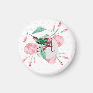 Aimant Oiseau-mouche DECOR floral rose menthe personnalis