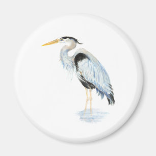 Aimant Oiseau original de héron de grand bleu d'aquarell