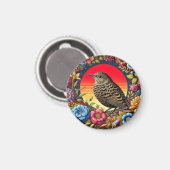 Aimant Oiseau parmi des fleurs colorées (Recto/Verso)