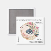 Aimant Oiseau peint avec verse sur la paix (Galates 5:22) (Recto/Verso)