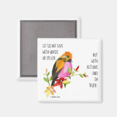 Aimant Oiseau peint, vers de 1 Jean 3:18 (Recto/Verso)