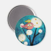Aimant Oiseau rose turquoise Oiseau jaune (Recto/Verso)