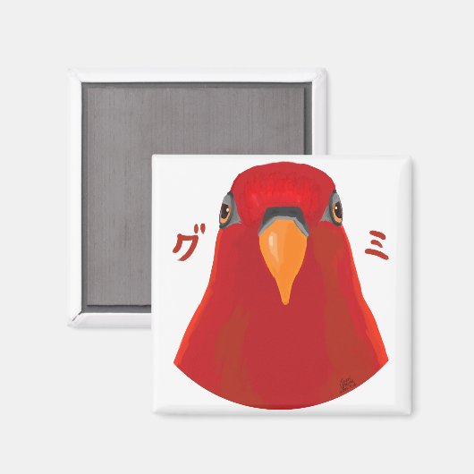 Aimant Oiseau rouge "GUMI" (Recto/Verso)