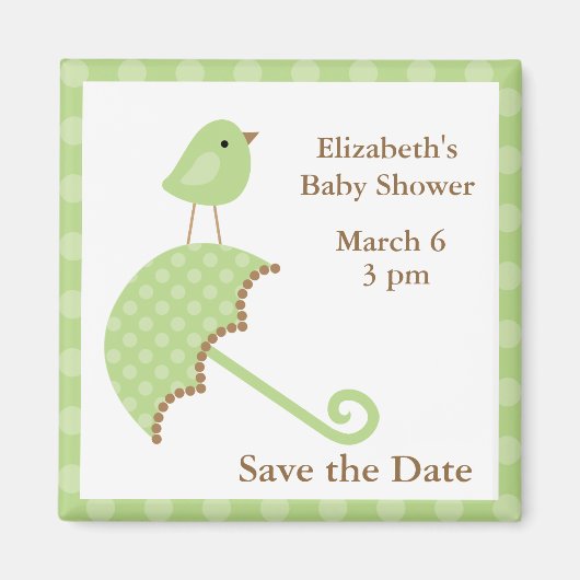 Aimant Oiseau vert et parapluie (Devant)