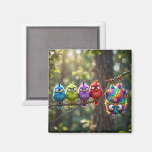 Aimant Oiseaux colorés et duveteux (Recto/Verso)