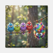 Aimant Oiseaux colorés et duveteux (Devant)