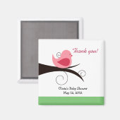 Aimant Oiseaux de bois (rose) Baby shower Favoriser l'aim (Recto/Verso)