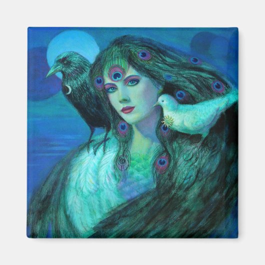 Aimant "Oiseaux de dualité - Dame de Peacock" (Devant)