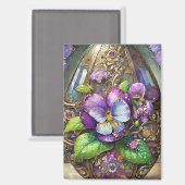 Aimant Oiseaux en fleurs Pied violets Fleur sauvage Oeuf  (Recto/Verso)