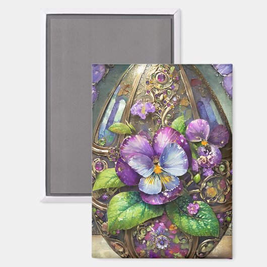 Aimant Oiseaux en fleurs Pied violets Fleur sauvage Oeuf  (Recto/Verso)