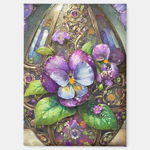 Aimant Oiseaux en fleurs Pied violets Fleur sauvage Oeuf 