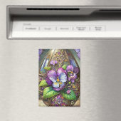 Aimant Oiseaux en fleurs Pied violets Fleur sauvage Oeuf  (In Situ (Lave-vaisselle))