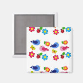 Aimant Oiseaux et fleurs printemps (Recto/Verso)