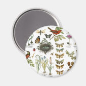 Aimant oiseaux et fleurs vintages (Recto/Verso)