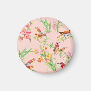 Aimant Oiseaux exotiques : Vintage Floral Sans Seamless.