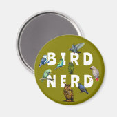 Aimant OISEAUX NERD, perroquets, hibou, pigeons, kookabur (Recto/Verso)