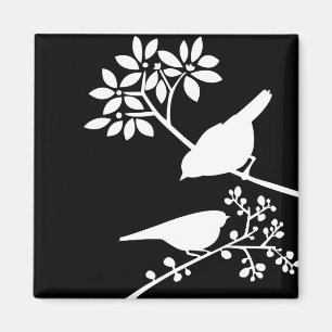 Aimant Oiseaux noirs et blancs