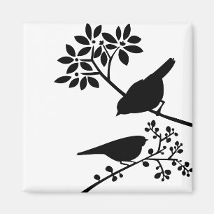 Aimant Oiseaux noirs et blancs