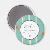 Aimant Oiseaux oranges rétro sur les bouleaux Anniversair (Recto/Verso)