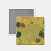 Aimant oiseaux vintage et motif floral (Recto/Verso)