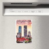 Aimant Oklahoma City Aquarelle Ville Silhouette Peinture (In Situ (Lave-vaisselle))