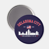 Aimant Oklahoma City Skyline & Flag Souvenir  (Recto/Verso)