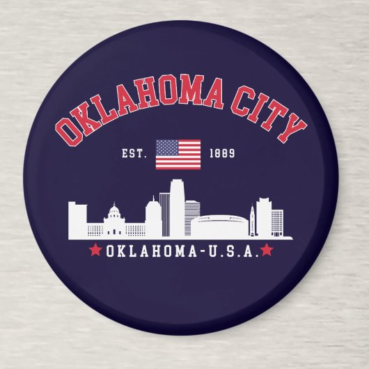 Aimant Oklahoma City Skyline & Flag Souvenir 