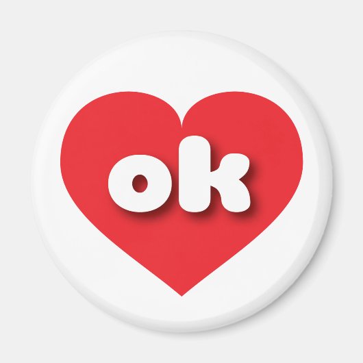 Aimant Oklahoma coeur rouge - I love ok (Devant)