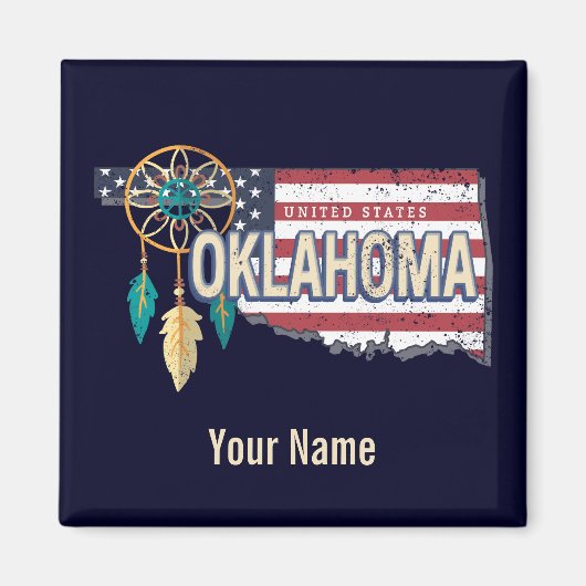 Aimant Oklahoma États-Unis Carte Retro Vintage USA (Devant)