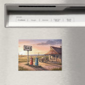 Aimant Oklahoma Route 66 Gare Vintage (In Situ (Lave-vaisselle))
